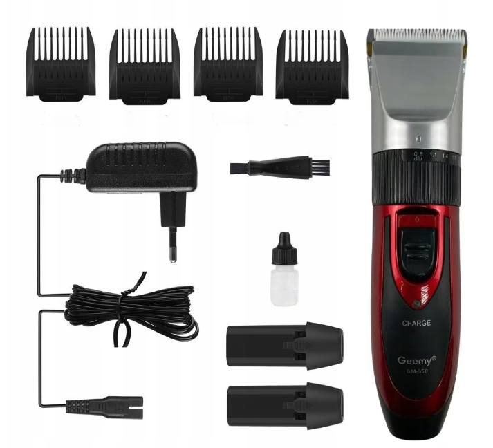 Aparat de tuns Geemy 9 in 1 model GM 550 cu accesorii Rosu
